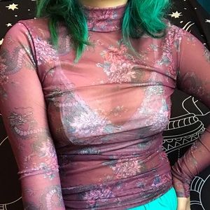 Dragon rose mesh top